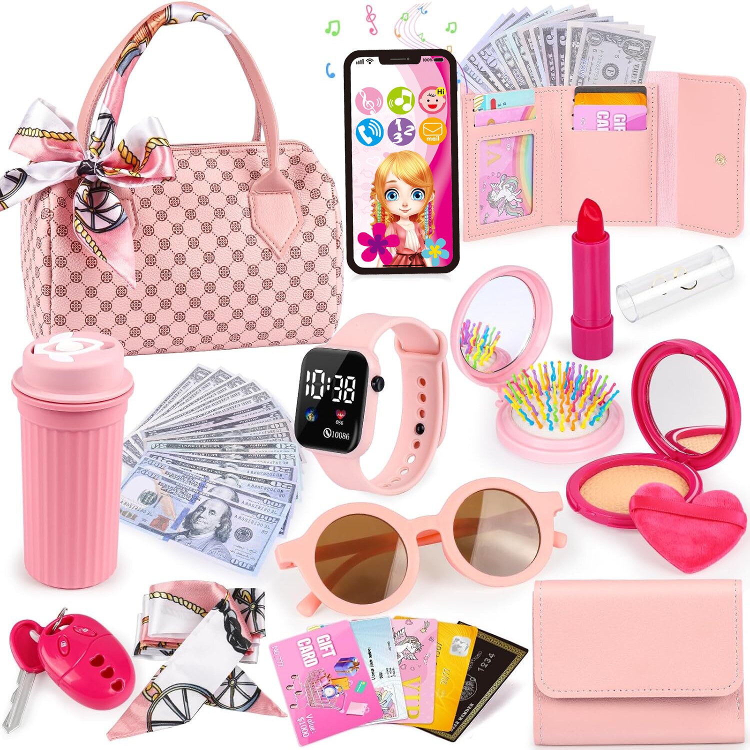Top Kids Xmas Toys - 32-teiliges Spielset: Handtasche für Kleinkinder, Mädchen,