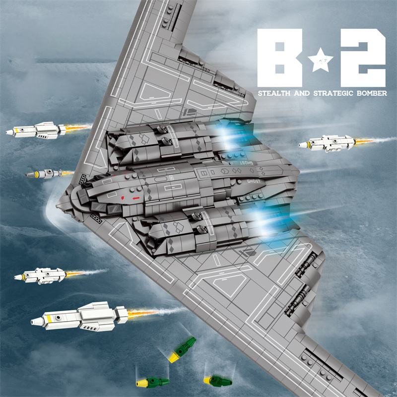Kids Toys Under £5 - 2063-teiliges Kinder-Bausteine-Set Militärflugzeug B-2 Stealth Strategisches