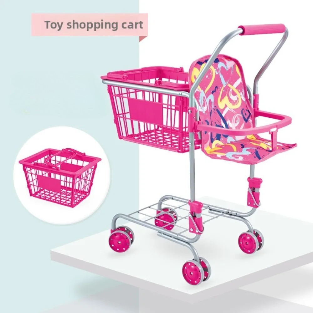Kids Toys Basket - Baby-Puppen-Einkaufswagen für Mädchen, Kinder, Kleinkinder, Rollenspiel,