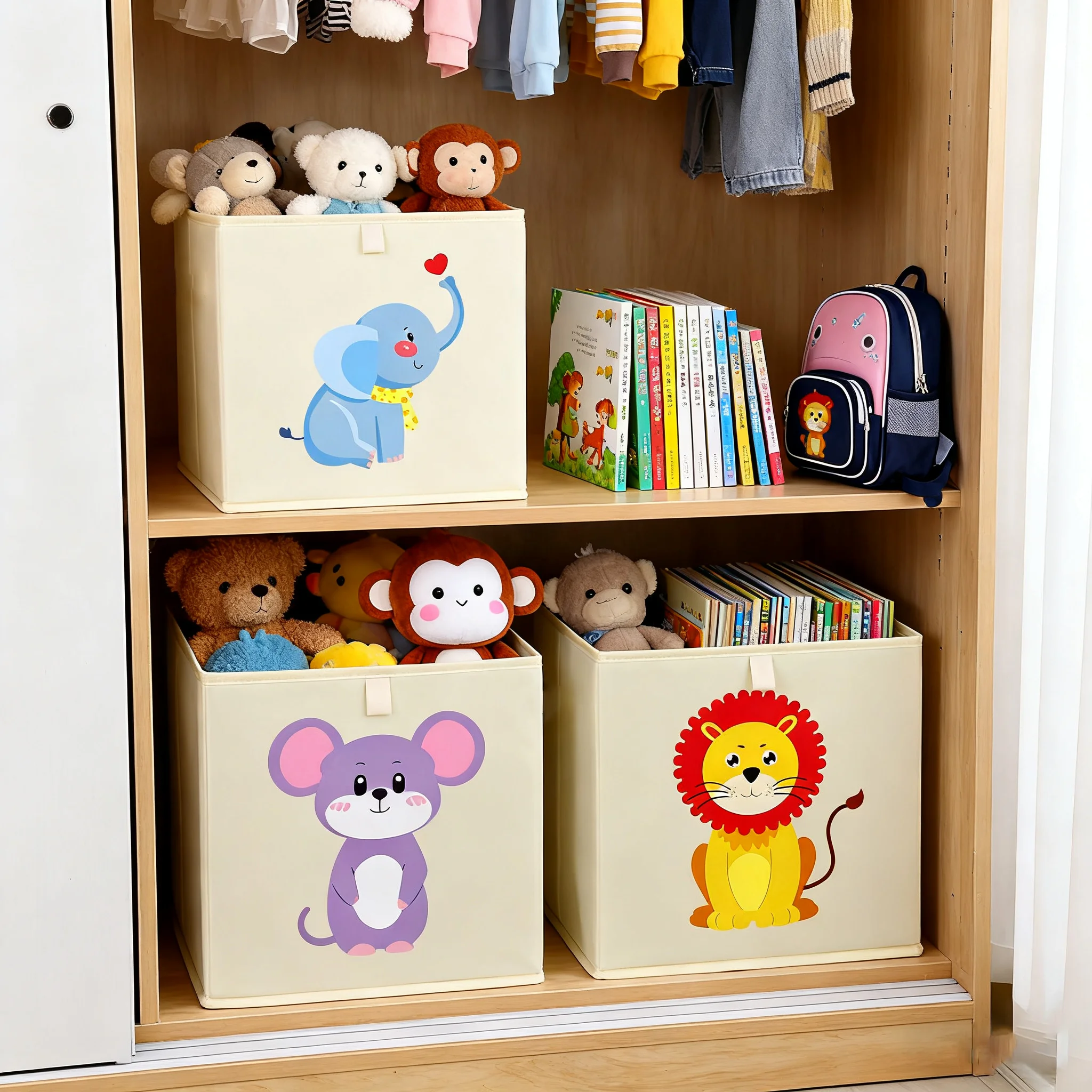 Kids Toys Basket - Niedlicher Cartoon-Aufbewahrungskorb für Kinder, Spielzeug-Organizer-Box für